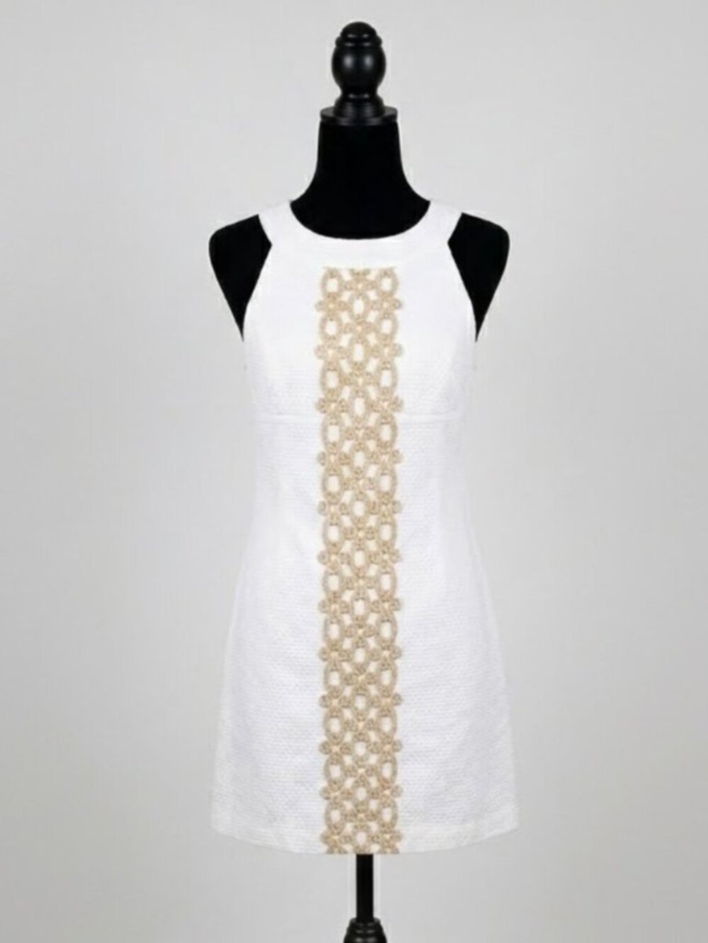 Lilly Pulitzer Jacqueline Shift Dress 4 Sleeveless Lace Trim Nautical Preppy